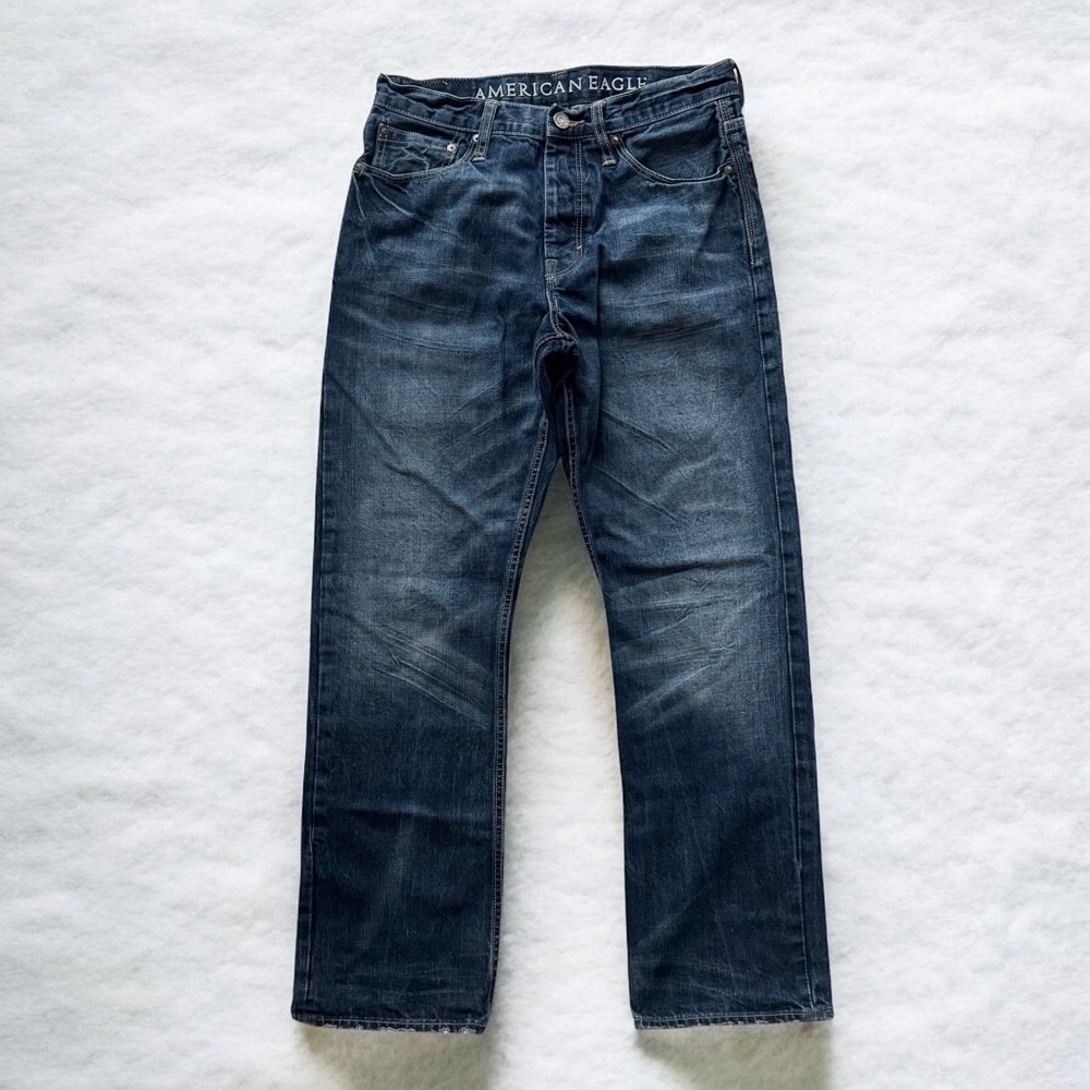 American Eagle Mens Jeans 32x31 (Tag 31x32) Blue Relaxed Straight Cotton Denim